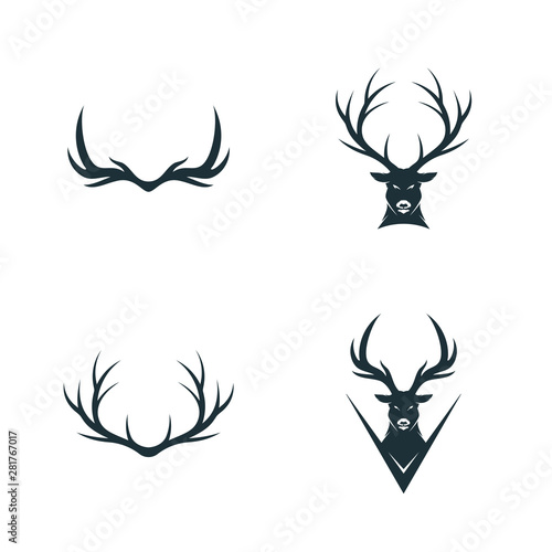 Set of Deer Head logo design template vector. Luxury Deer Hunt logo vector template