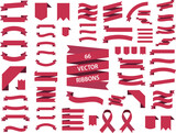 Banner ribbon vector set, red colored . Flat banner ribbon for decorative design. Web banner. Banner sale tag. Vector