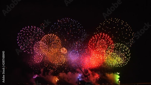 Fireworks display in sky at night photo