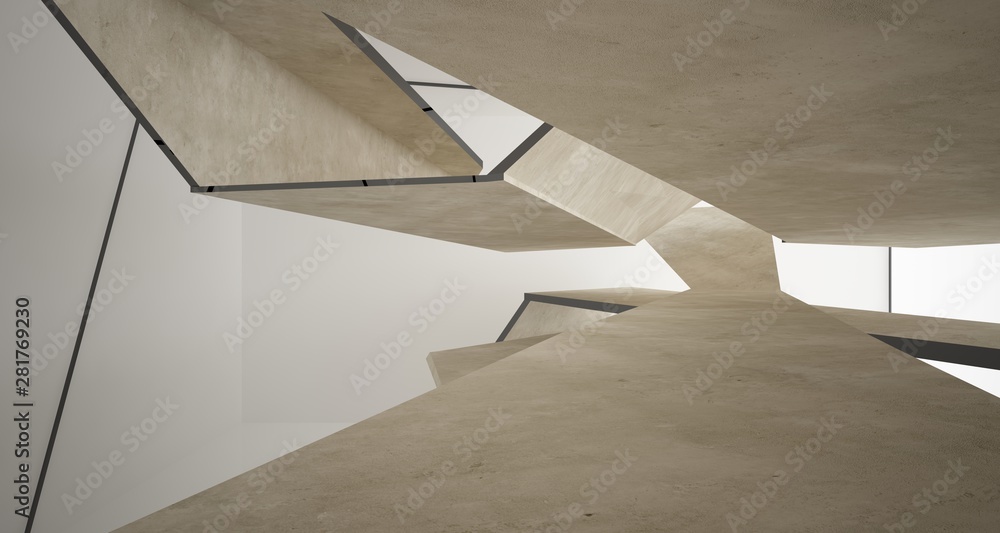 Abstract white and concrete interior. 3D illustration and rendering. Abstract white and concrete interior. 3D illustration and rendering.