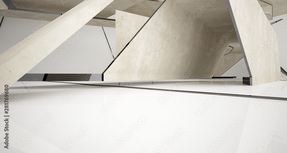Fototapeta premium Abstract white and concrete interior. 3D illustration and rendering.