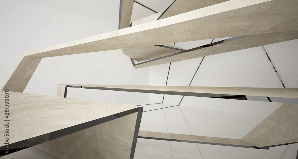 Fototapeta premium Abstract white and concrete interior. 3D illustration and rendering.