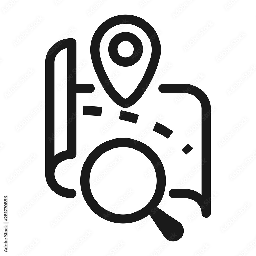 search on map - minimal line web icon. simple vector illustration. concept for infographic, website or app. search on map - minimal line web icon. simple vector illustration. concept for infographic, website or app.