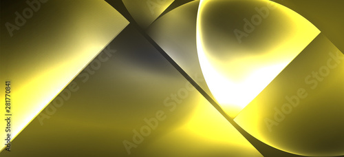 Neon glowing techno lines, hi-tech futuristic abstract background. Template with abstract shapes in dark space