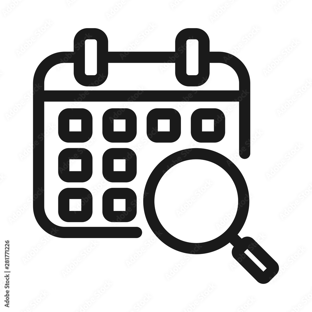 day on calendar search - minimal line web icon. simple vector illustration. concept for infographic, website or app. day on calendar search - minimal line web icon. simple vector illustration. concept for infographic, website or app.