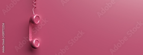 Old phone receiver on pink background. 3d illustration photo