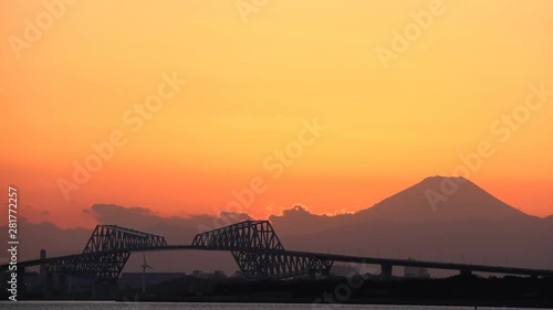 Silhouette of bridge,  Urayasu, Chiba Prefecture, Japan photo