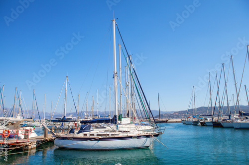 Beautiful yachts in the port of Agios Nikolaos, Mirabello Bay, Crete, Greece © Pitcher