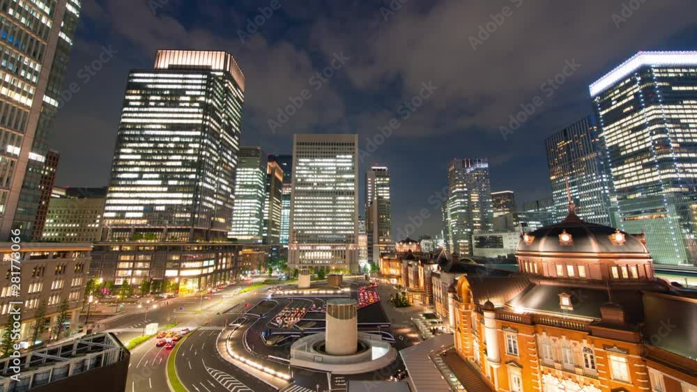 Timelapse of illuminated Tokyo cityscape at night, Japan Timelapse of illuminated Tokyo cityscape at night, Japan