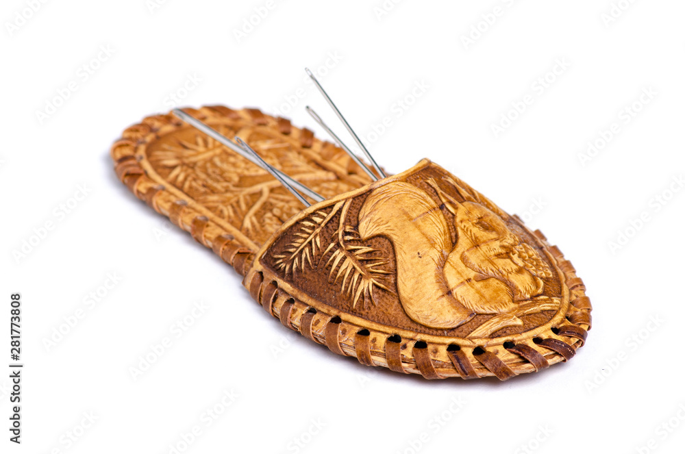 Needle pillow sewing on white background isolation Needle pillow sewing on white background isolation
