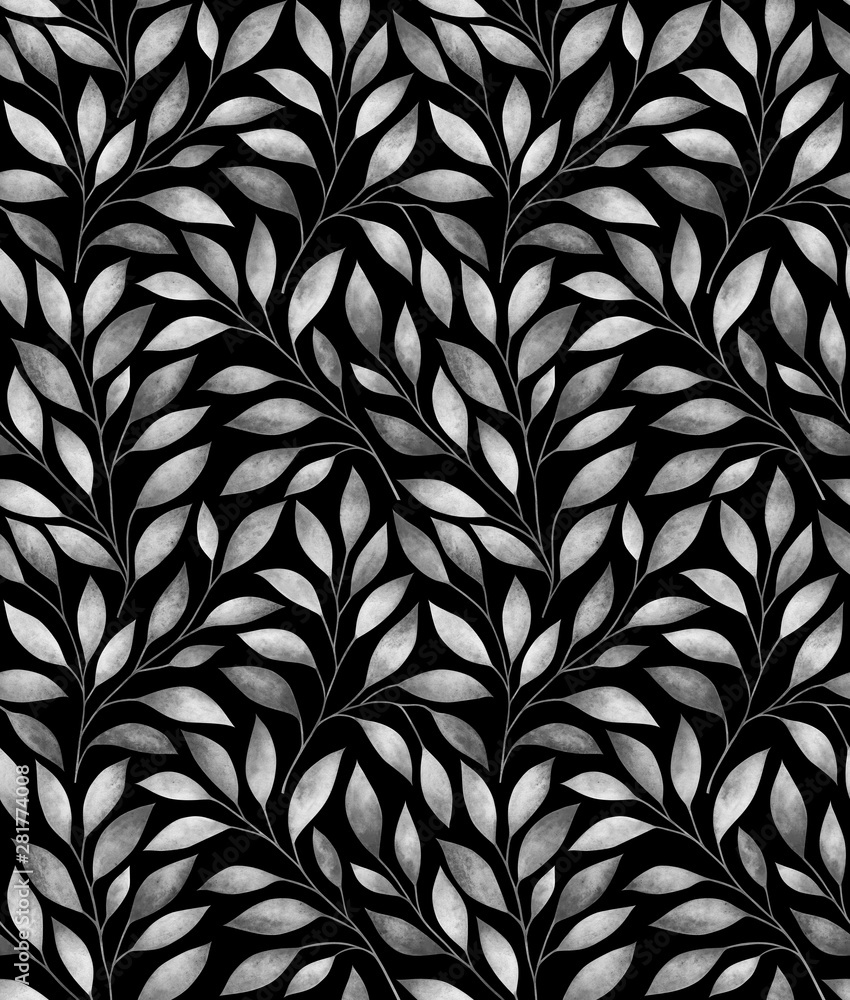 Seamless pattern with stylized tree branches. Watercolor illustration. Seamless pattern with stylized tree branches. Watercolor illustration.