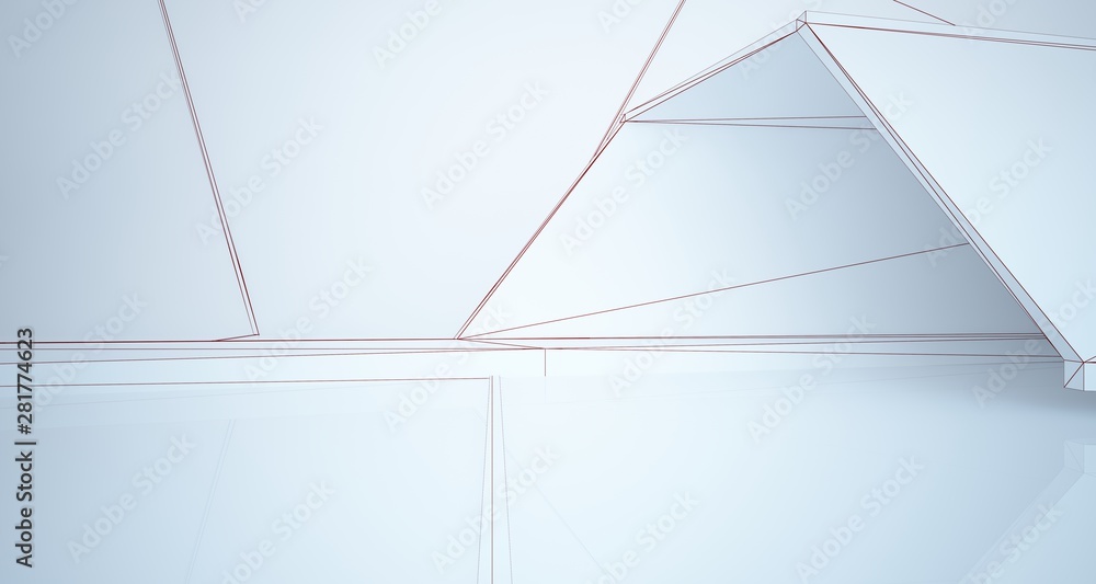 Abstract architectural white interior of a minimalist house with large windows. Drawing. 3D illustration and rendering. Abstract architectural white interior of a minimalist house with large windows. Drawing. 3D illustration and rendering.