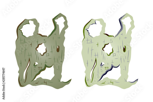 Plastic bag ripped eco decomposing green vector set design elements