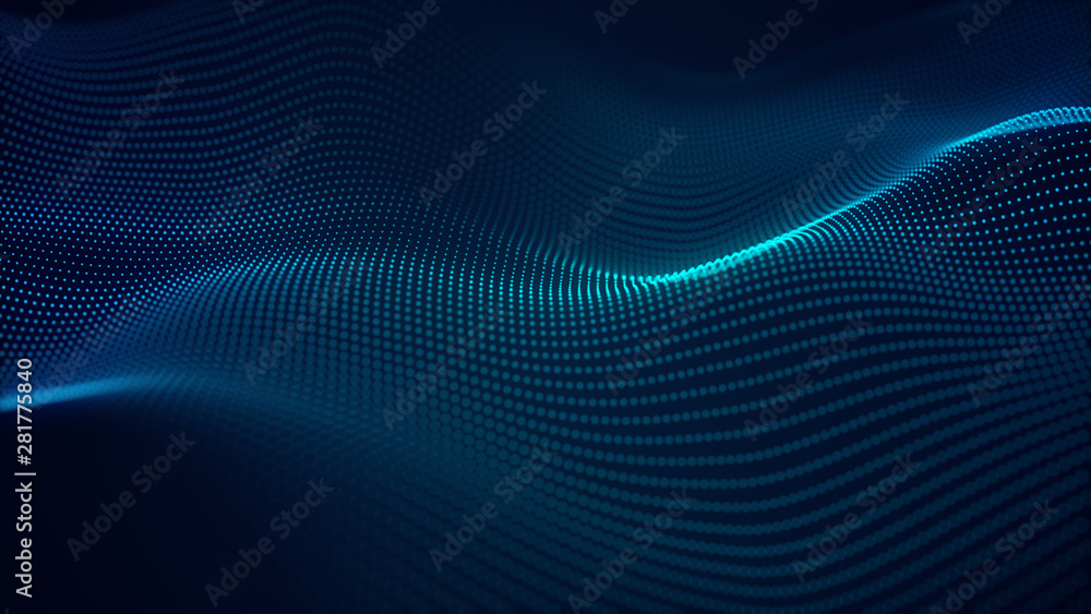 beautiful abstract wave technology background with blue light digital effect corporate concept - obrazy, fototapety, plakaty 