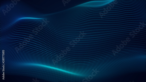 beautiful abstract wave technology background with blue light digital effect corporate concept