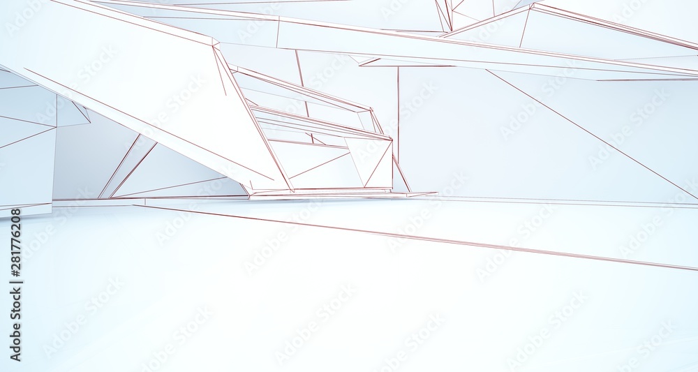 Abstract architectural white interior of a minimalist house with large windows. Drawing. 3D illustration and rendering. Abstract architectural white interior of a minimalist house with large windows. Drawing. 3D illustration and rendering.