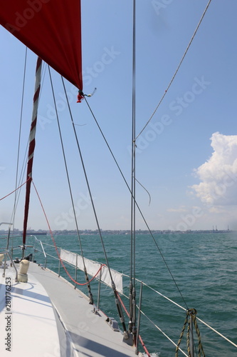 summer seascape of yacht and sea during regatta