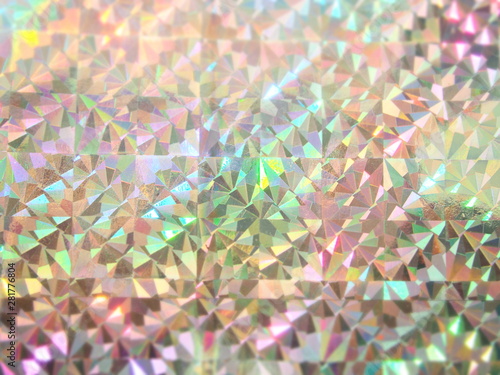 Holographic bokeh green blue and pink lights festive background