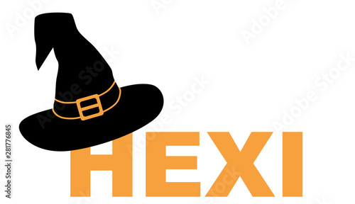Hexenhut HEXI – schwarz-orange, Vektor, freigestellt