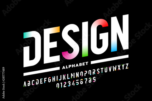 Modern style font design, alphabet letters and numbers vector illustration
