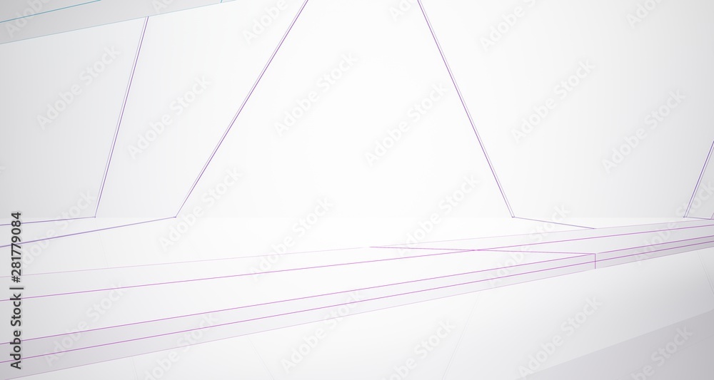 Abstract architectural white interior of a minimalist house with large windows. Drawing. 3D illustration and rendering. Abstract architectural white interior of a minimalist house with large windows. Drawing. 3D illustration and rendering.