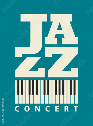 Vector banner or poster for a jazz concert with piano keys in retro style