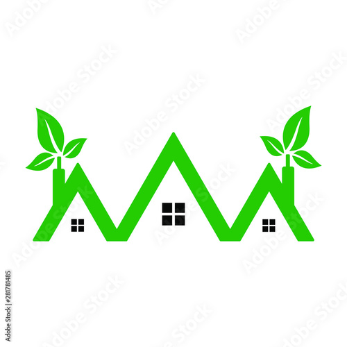 Logo sample house for business related to environmental care on the White Background