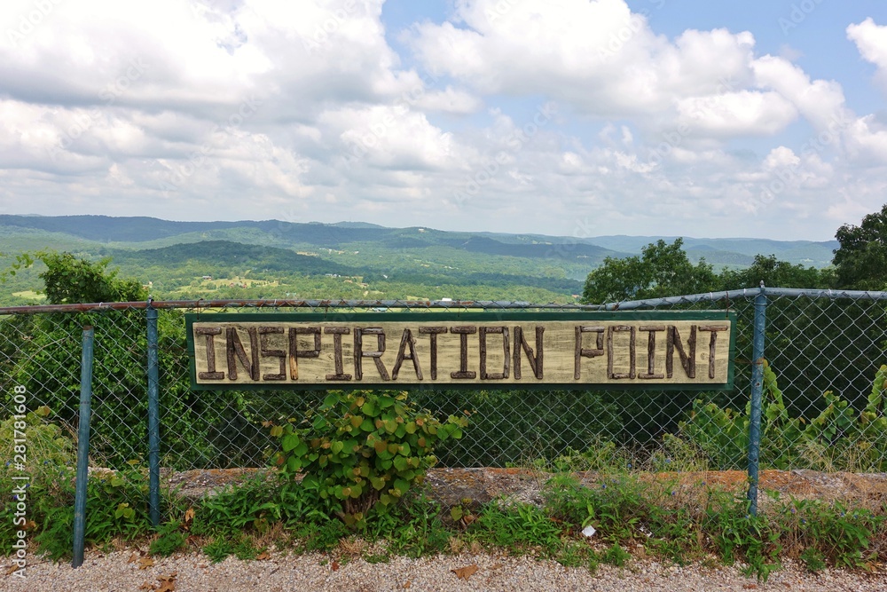 Fototapeta premium Landscape view of the Arkansas countryside in the Ozarks seen from Inspiration Point in Eureka Springs