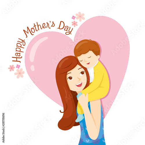 Mother Carrying Baby On Her Shoulders