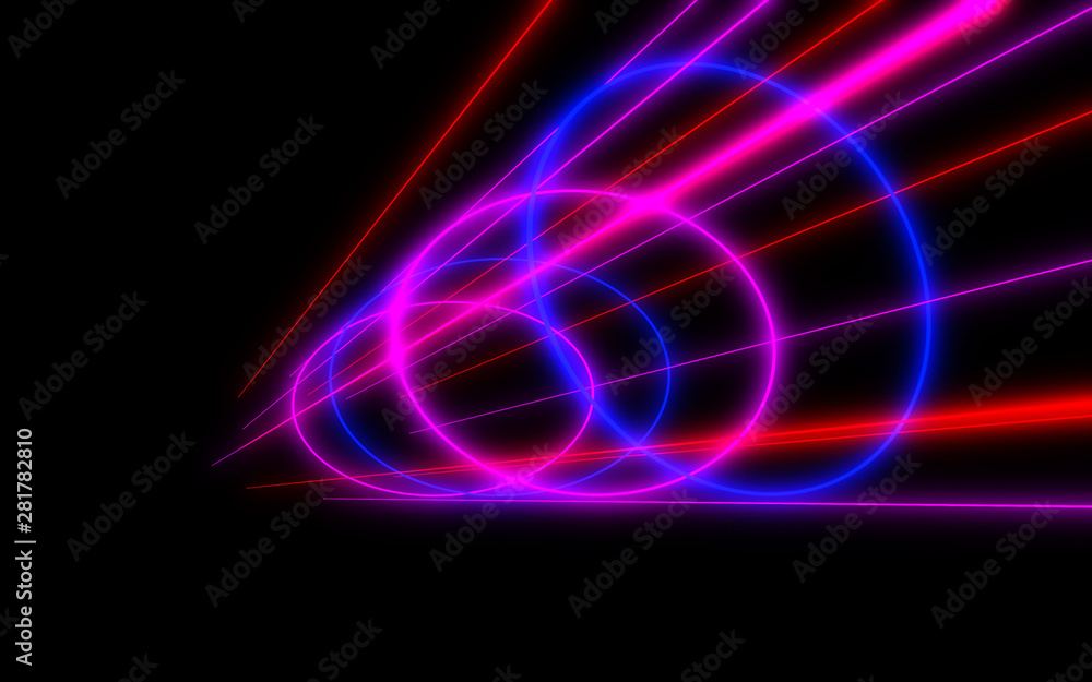 3d abstract tunnel with neon light. 3d illustration
