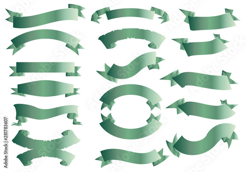 Cintas de color verde sobre fondo blanco.