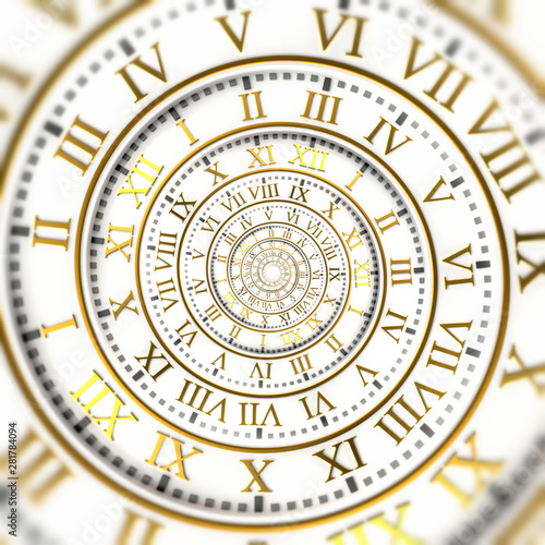 Concept of infinite clock with golden roman numbers