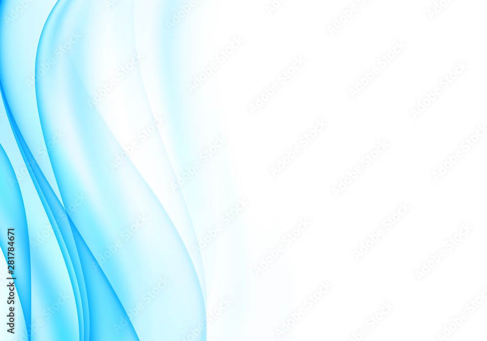 Fototapeta premium Soft abstract design. Blue waves on white isolated background.