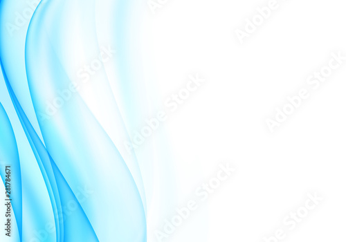 Fotótapéta Soft abstract design. Blue waves on white isolated background.