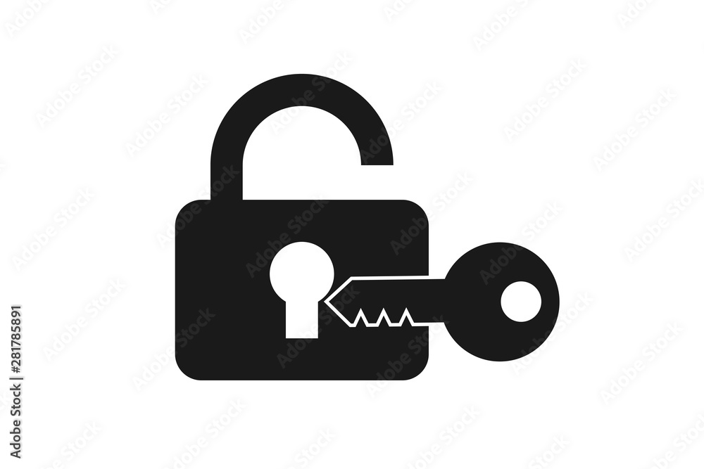 Lock and Key icon stock vector. Illustration of clip, mail - 355812