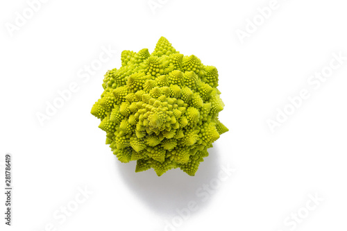 Tableau sur toile Green raw cabbage romanesco closeup isolated at white background