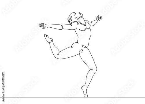 One continuous single drawn line art doodle performance