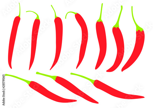 red chilli pepper on white background illustration vector