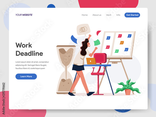 Businesswoman Working on Deadline Illustration Concept. Modern flat design concept of web page design for website and mobile website.Vector illustration EPS 10