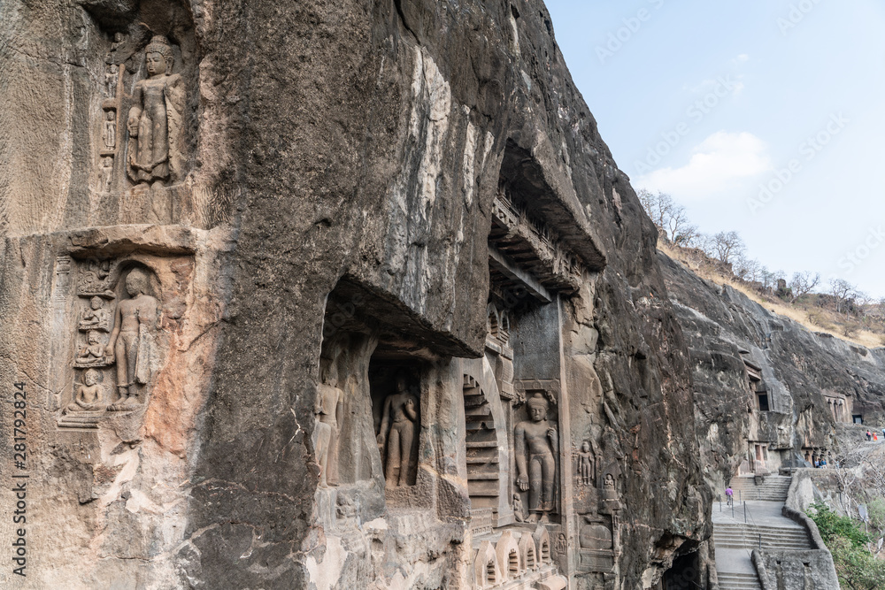 Aurangabad/India-06.02.2019:The view of old hindu cave temple in India