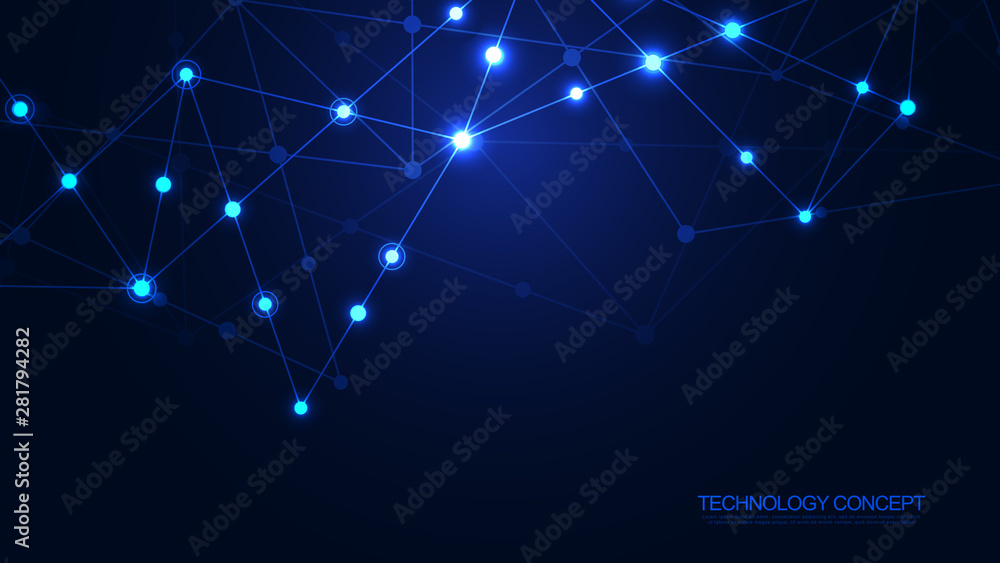Digital technology background with connecting dots and lines. Abstract technical background of network connection and communication. Digital technology background with connecting dots and lines. Abstract technical background of network connection and communication.