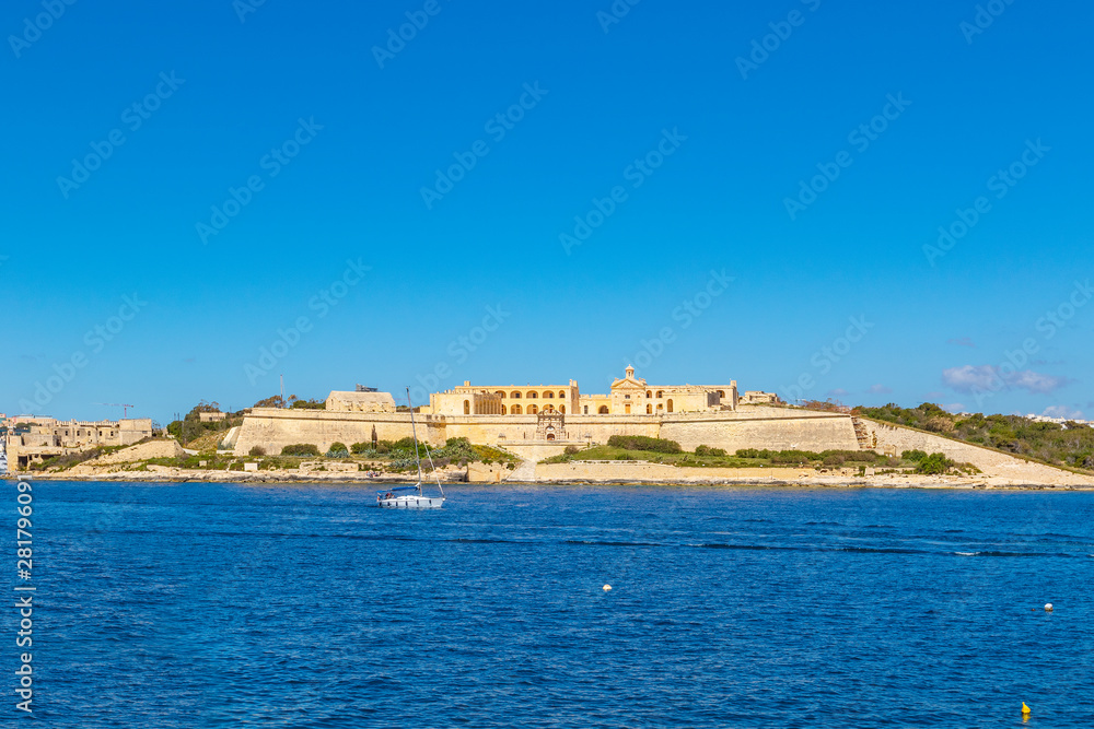 View of the island Manoel from the forts Valletta. Malta.