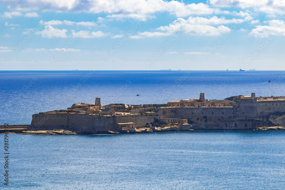 Ancient fortifications of Valletta, grand harbour Malta