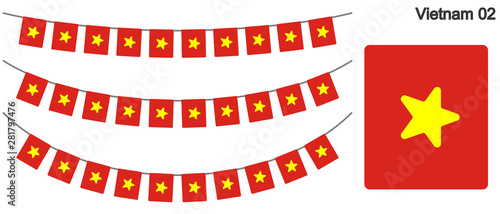 ベトナムの国旗のガーラーンド　ベクターデータ（bunting garland）