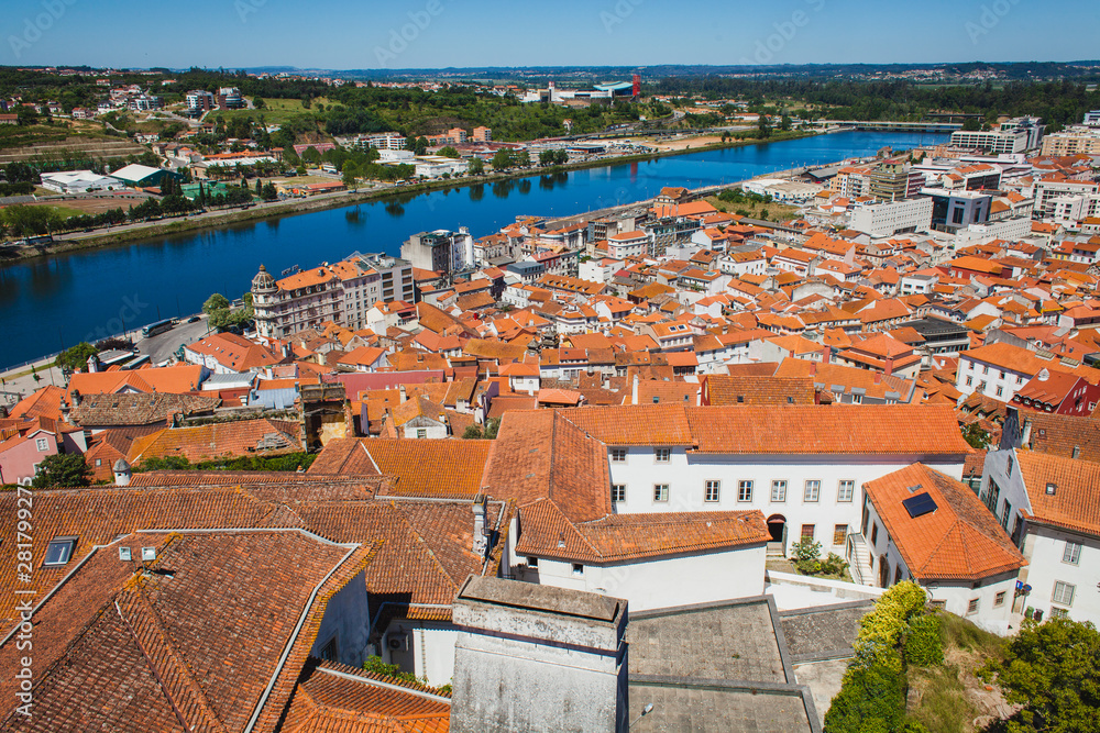 a view on the old portuguese town Coimbra from the university hill