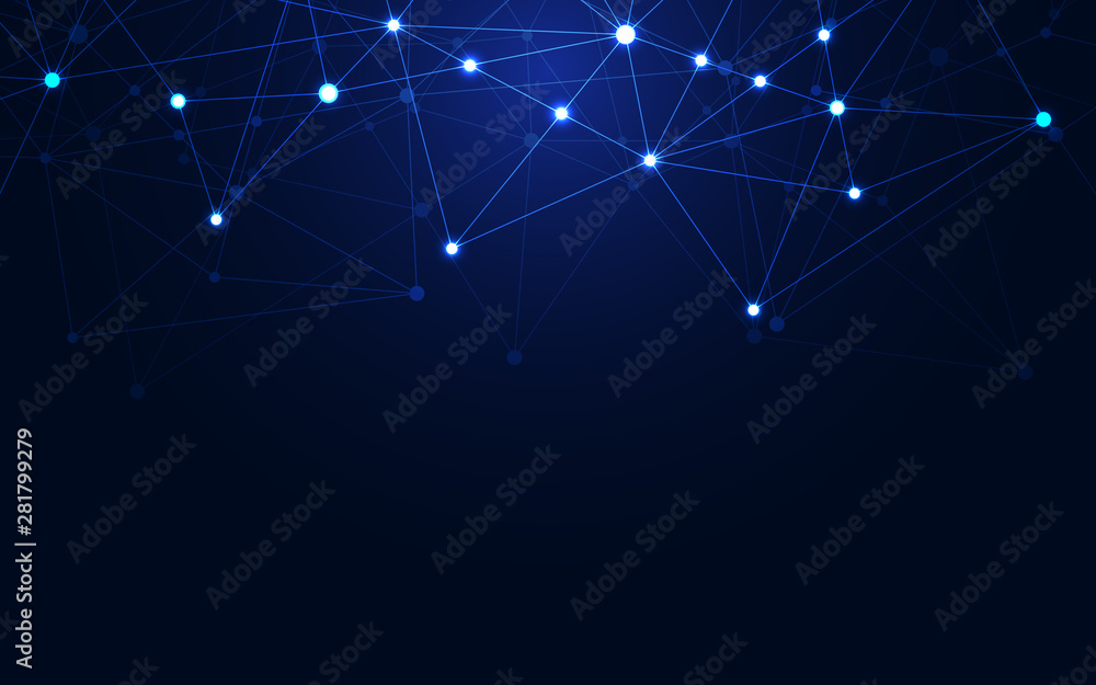 Fototapeta premium Global network connection. Abstract geometric background with connecting dots and lines. Digital technology and communication concept.