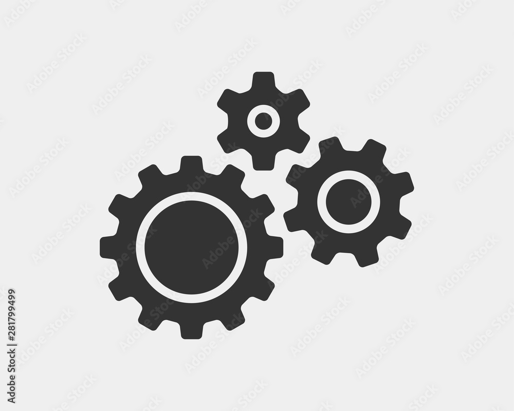 Metal gears and cogs vector. Gear icon flat design. Mechanism wheels logo. Cogwheel concept template. Metal gears and cogs vector. Gear icon flat design. Mechanism wheels logo. Cogwheel concept template.