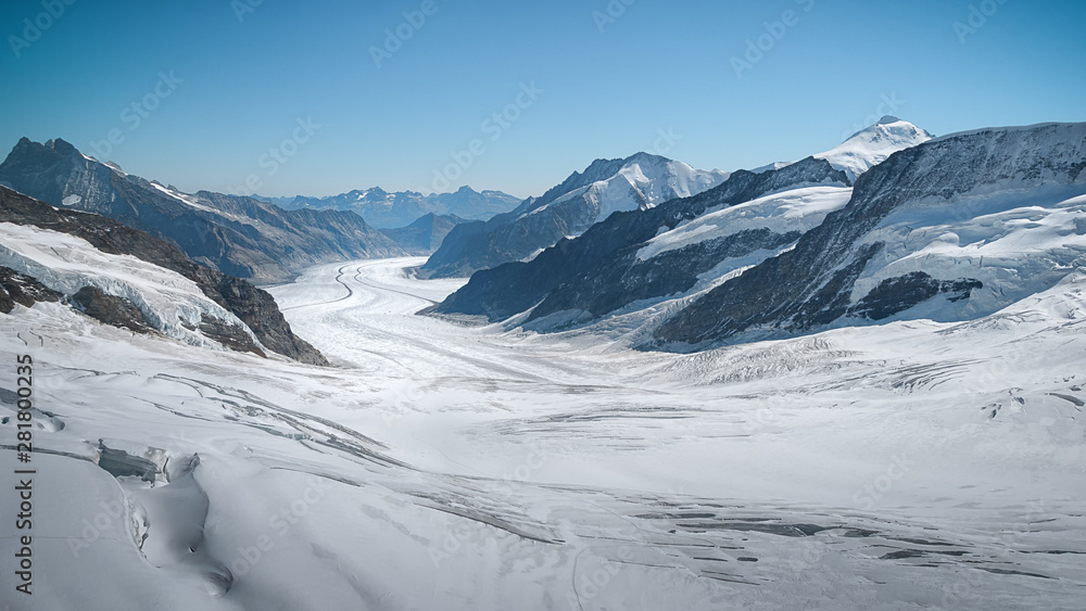 Amazing Aletsch glacier in the top of Jungfrau, Switzerland