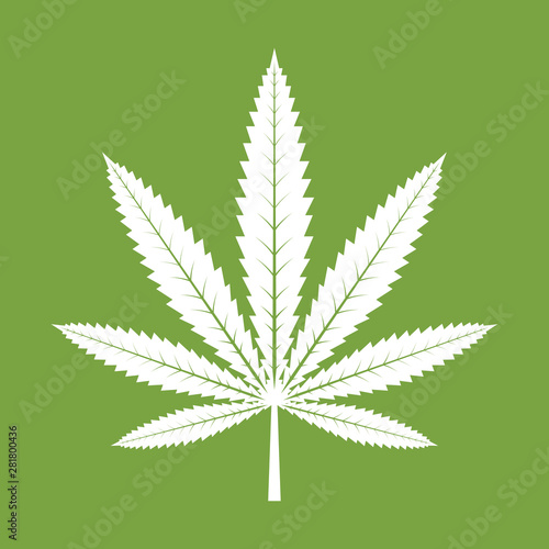 Marijuana, Cannabis leaf icon on green background