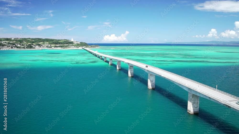 Aerial view of Kouri Island bridge, Okinawa Prefecture, Japan Aerial view of Kouri Island bridge, Okinawa Prefecture, Japan